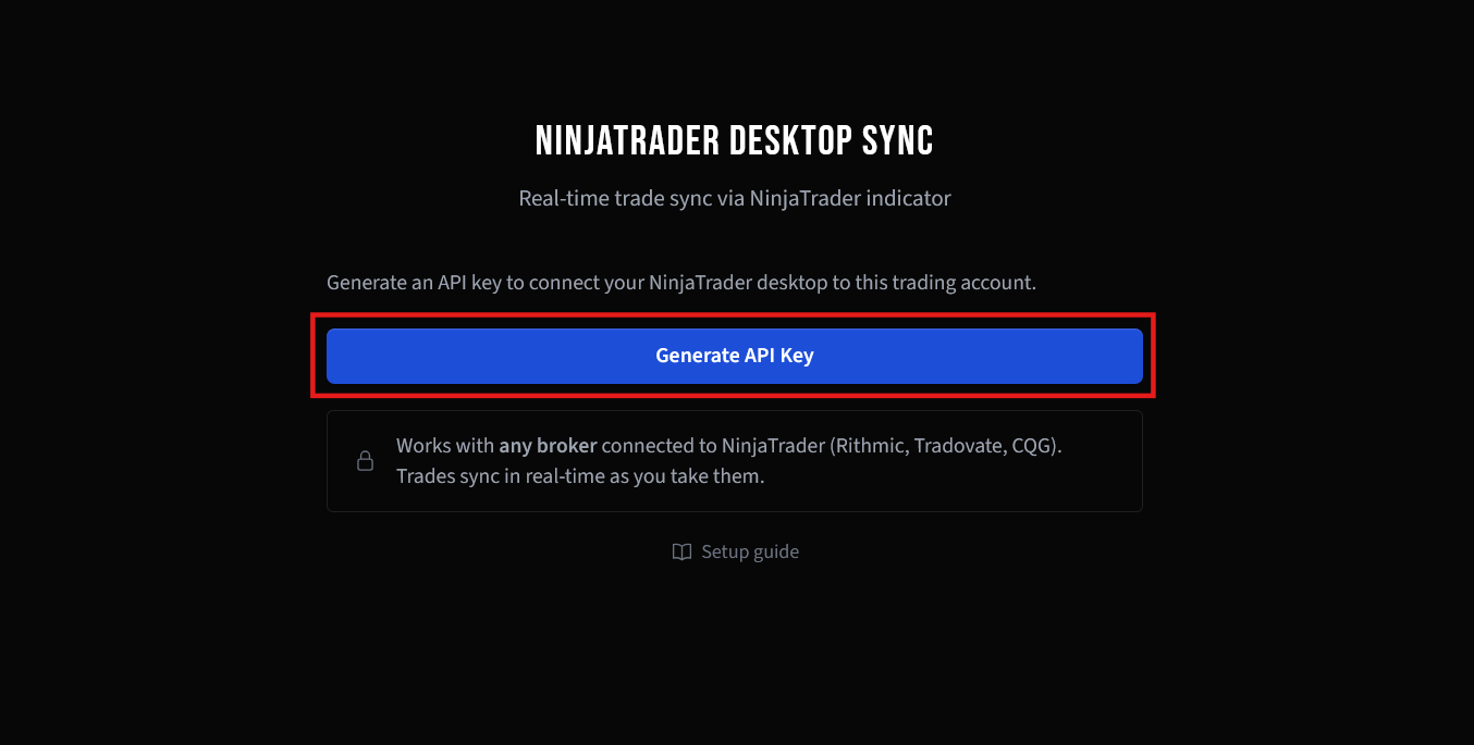 Generate API Key in Tradavity