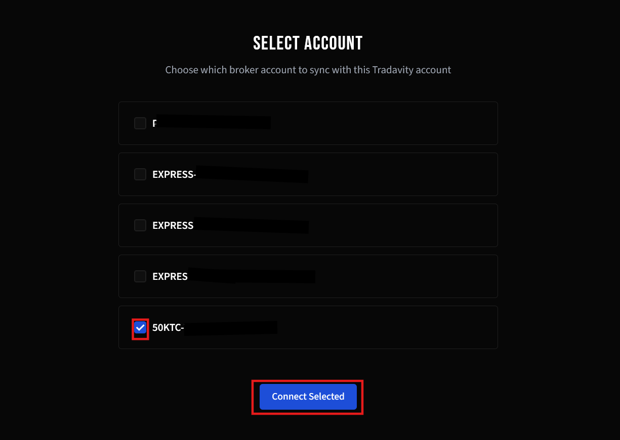 Select accounts to sync