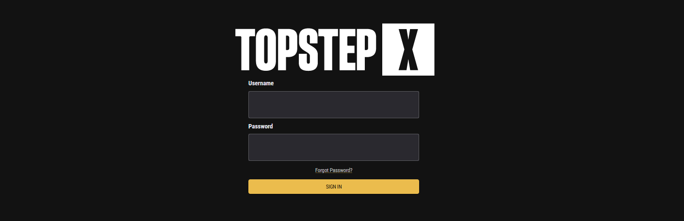 TopStepX login page