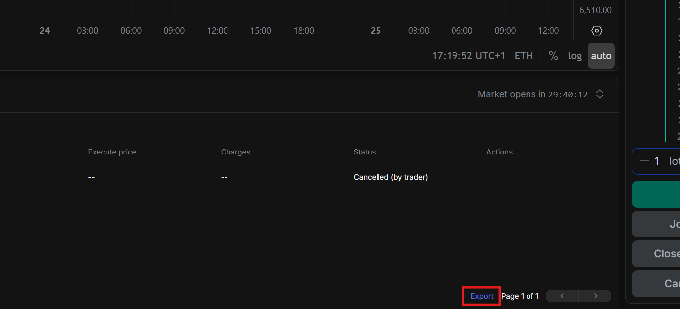 TradeSea Export button