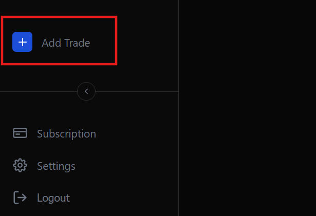 Add Trade button in Tradavity