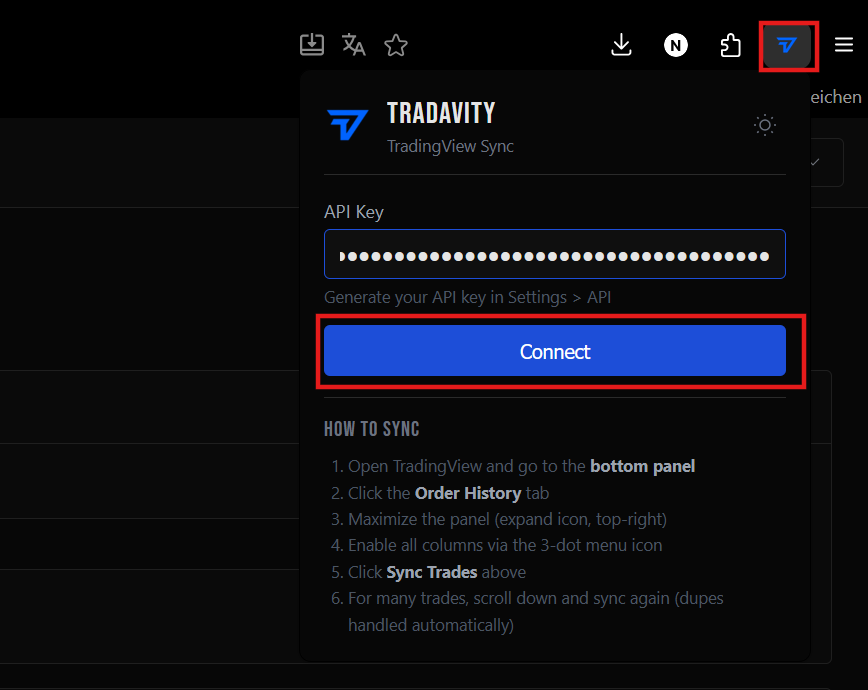 Paste API key and connect