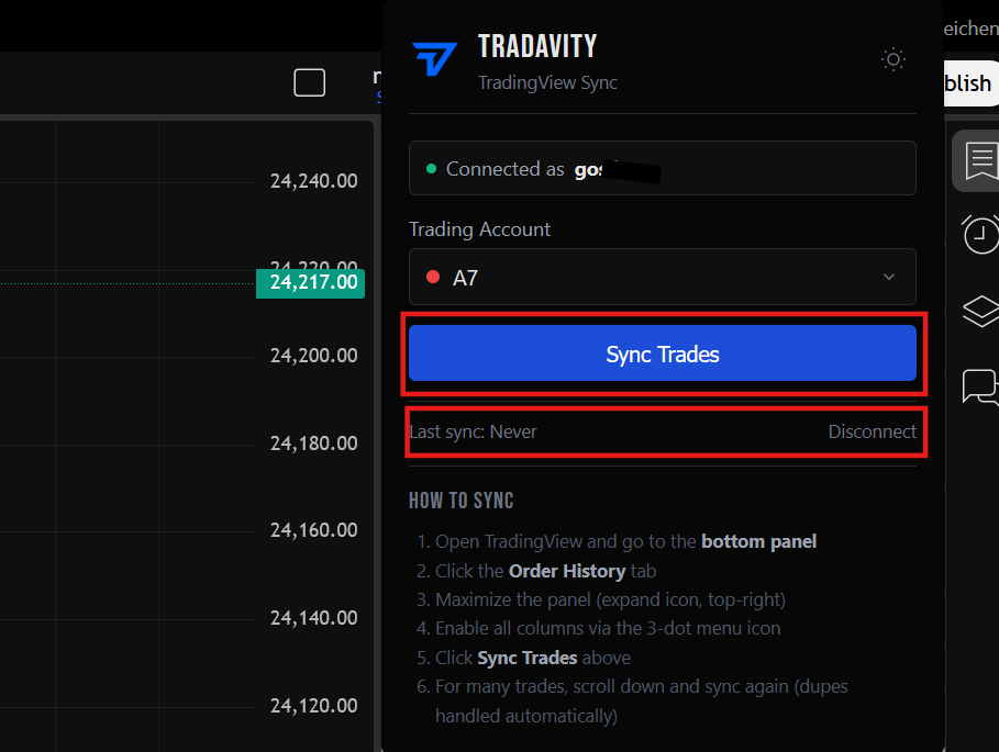 Sync trades from extension