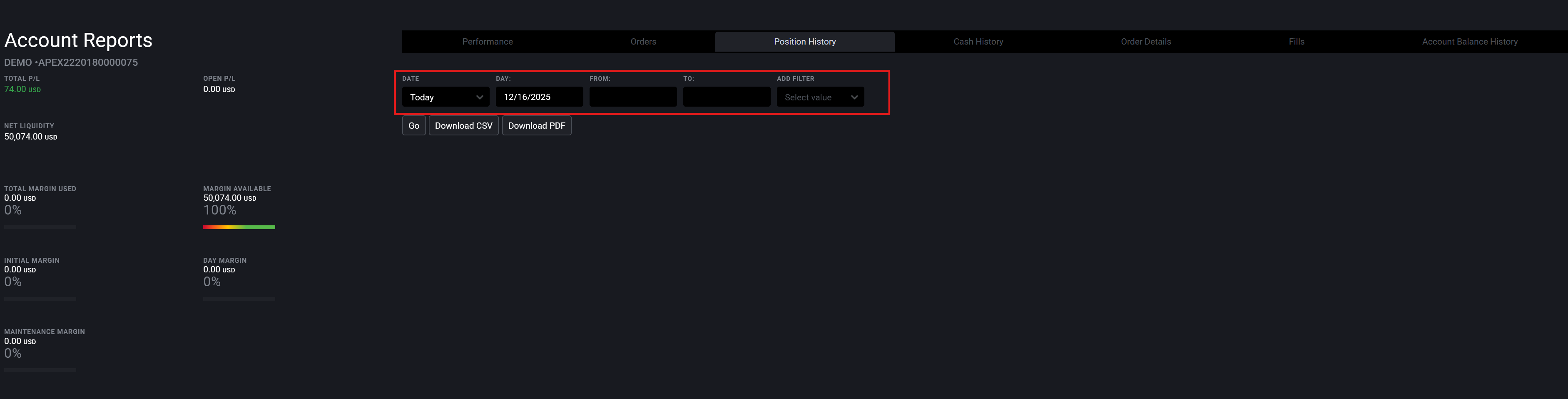 Add filters and date range